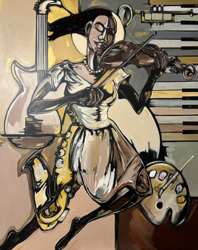 Violinist - Halo - Angel - painter - musical jazz - saxophone - guitar - palette 